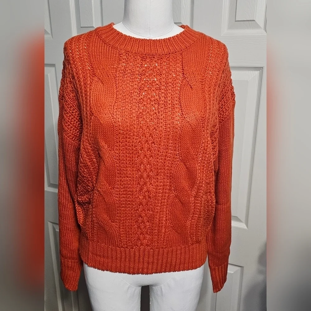 New Casual Crew Neck Cable Knit Academia Pullover Sweater Sz Small - Picture 4 of 6